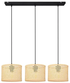 Żyrandol na lince ALBA 3xE27/15W/230V rattan/czarne