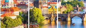 Obraz - Praga II. (z zegarem) (90x30 cm)