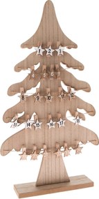 Drewniany kalendarz adwentowy Choinka brązowy, 26,5 x 47,2 cm