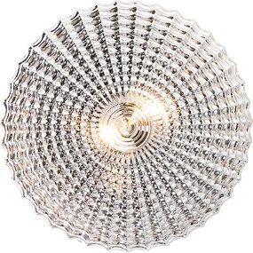 Klasyczna lampa sufitowa czarna z przydymionym szkłem 35 cm IP44 - Nohmi