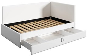 Łóżko młodzieżowe AURA 2 80x200 szare z tapicerowanym panelem L i szufladą MKPOL
