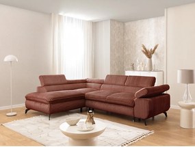 Sztruksowy narożnik w kolorze terakoty (lewostronny/w kształcie litery L) Marbeya – Ropez