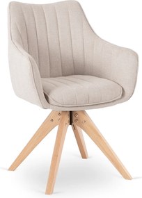 Krzesło Tapicerowane Obrotowe do Salonu LEMON Jasnobeżowe Nowoczesne Skandynawskie