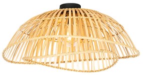 Orientalna lampa sufitowa czarna z naturalnym bambusem 62 cm - Pua