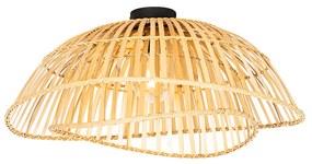 Orientalna lampa sufitowa czarna z naturalnym bambusem 62 cm - PuaKolonialny Oswietlenie wewnetrzne