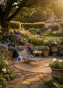 Szary leżak ogrodowy z kółkami P7-L64