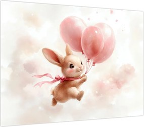 Obraz - Królik z balonami (70x50 cm)