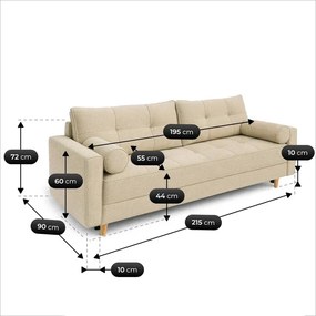 Sofa z Funkcją Spania LONAR Beżowa Boucle Japandi