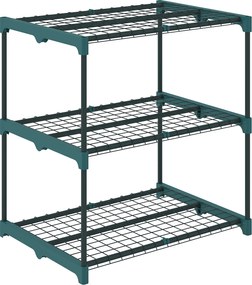 Outsunny 3-poziomowy stojak na rośliny, 72 cm wysokości, stojak na kwiaty do wnętrz i na zewnątrz, regał na rośliny ze stali, Ciemnozielony | Aosom PL