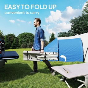 Outsunny Leżanka Polowa, Łóżko Kempingowe, składane, miękkie, do 200 kg, stal nierdzewna, 200x65x42cm, Szary