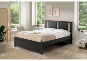 Ciemnoszare łóżko dwuosobowe ze stelażem 140x190 cm Enara – Marckeric