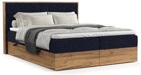 Ciemnoniebiesko-naturalne łóżko boxspring ze schowkiem 140x200 cm Asahi – Maison de Rêve