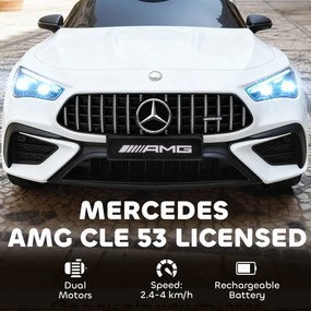 AIYAPLAY Dziecięcy samochód elektryczny, design Mercedes, silniki 12V, pilot, światła LED, muzyka, dla dzieci 3-6 lat, Biały