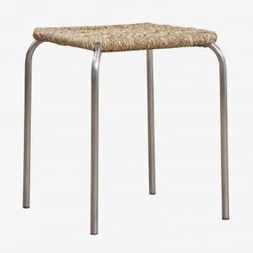 Pack 4 Niskich Stołków 45 Cm, Sztaplowanych, Ze Stali Nierdzewnej Narnial Stal Nierdzewna - Juta - Sklum