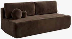 Sofa z Funkcją Spania ARVETO Brązowa Welurowa Nowoczesna