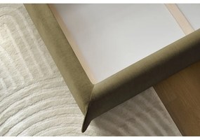 Ciemnozielone tapicerowane łóżko dwuosobowe ze schowkiem i stelażem 160x200 cm Clothilde – Bobochic Paris