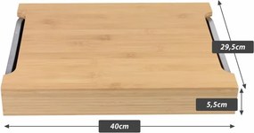 Deska bambusowa z miseczkami ociekającymi, 40 x 30 x 6 cm