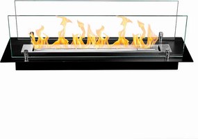 Kominek bioetanolowy wykonany ze stali z szybą 65 cm