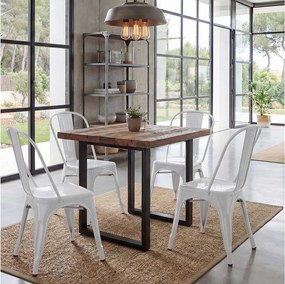 Krzesło MCW-A73 metalowe (zestaw 4 szt.),  białe