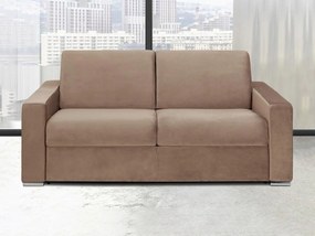Kanapa 2-osobowa rozkładana z weluru CALITO - Kolor beżowy - Łóżko 120  cm - Materac 22 cm