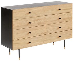 Czarno-naturalna niska komoda w dekorze dębu 130x87 cm Jugend – Woodman