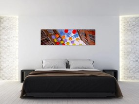 Obraz kolorowych parasoli (170x50 cm)