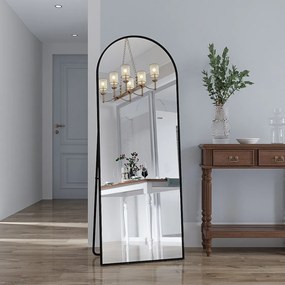 Lustro łukowe pełnej długości, 162 x 53 cm, pełnej długości, montowane na ścianie, lustro podłogowe, do salonu, czarne