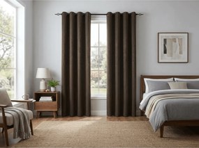 Zaciemniająca zasłona DUNES VELVET 140x250 cm, brązowa Zawieszanie: Metalowe pierścienie