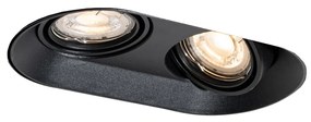 Okrągły podtynkowy reflektor czarny GU10 50 mm 2-punktowy - Hubs Nowoczesny Oswietlenie wewnetrzne