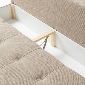 Sofa z Funkcją Spania MORANA Beżowa Szenil Nowoczesna