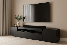 Szafka RTV Loftia 200 cm dwudrzwiowa z wnęką - czarny / czarny mat