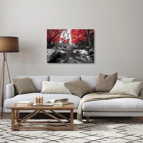 Obraz na szkle - Wodospady w jesiennym krajobrazie (70x50 cm)