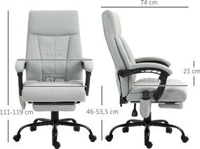 Vinsetto Fotel biurowy z masażem i ogrzewaniem podnóżek regulowany do 120 kg szary | Aosom PL