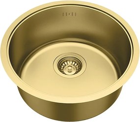 Essenox zlewozmywak 1 komora okrągła ze stali nierdzewnej 42.5cm szczotkowane złoto - Essebagno