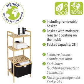 Czarno-naturalny bambusowy regał łazienkowy 44x93,5 cm Ecori – Wenko