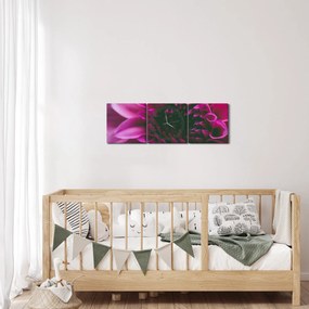 Obraz różowego kwiatu róży (z zegarem) (90x30 cm)