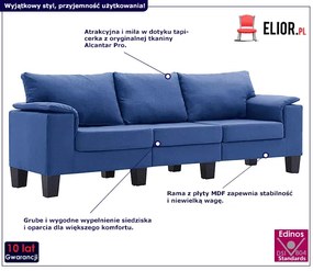 3-osobowa niebieska sofa z podłokietnikami - Ekilore 3Q