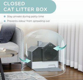 PawHut Kuweta dla Kotów do 8kg z Łopatką i Filtrem Szara 47x45x42cm Komfort i Czystość | Aosom PL