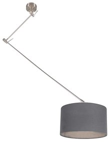 Stalowa lampa wisząca z kloszem 35 cm ciemnoszara regulowana - Blitz Nowoczesny Oswietlenie wewnetrzne