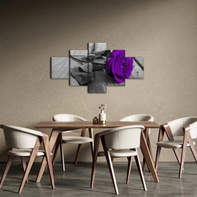 Obraz - Fioletowa róża z zieloną łodygą (125x70 cm)