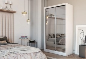 Szafa Przesuwna FIORELLA 120 cm z Lustrem Szafa Dwudrzwiowa Biała
