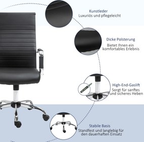 Vinsetto Fotel Obrotowy Biurowy Ergonomiczny Regulacja Wysokości PU Biały 66x69x121cm | Aosom PL