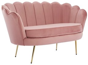 Kanapa 2 osobowa i fotel muszla z różowego weluru - DANDELION