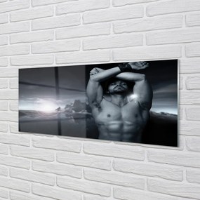 Panel szklany do Kuchni Mężczyzna na tle Gór