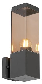 Zewnetrzna Nowoczesna lampa ścienna zewnętrzna ciemnoszara z dymionym szkłem - Malios Nowoczesny Oswietlenie zewnetrzne