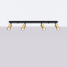 Plafony nowoczesny Glois, stal - 4 źródło światła 4000K - L.82 x H.18.5 cm - czarny/złoty