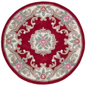 Czerwony wełniany dywan Flair Rugs Aubusson, ⌀ 120 cm