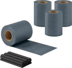 Outsunny Osłona ogrodowa 4 sztuki tworzywo sztuczne UV-odporna wodoodporna osłona z klipsami montażowymi 35m x 19cm szara | Aosom PL