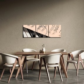 Obraz fortepianu z nutami (z zegarem) (90x30 cm)