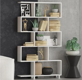 Nowoczesny regał na książki – 90 x 156 x 20 cm – biały – płyta wiórowa pokryta melaminą